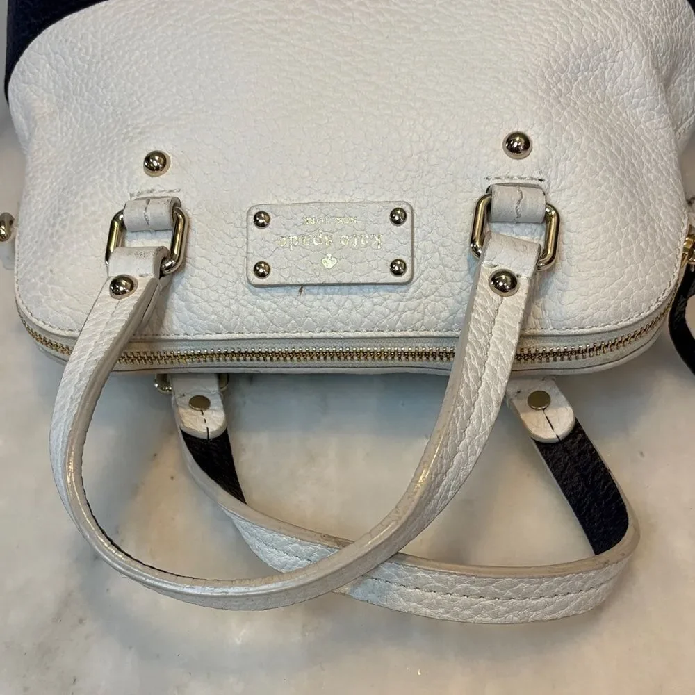 Kate Spade Bag Purse Handbag Leather Color Block Pebbled Domed Satchel Bag Tote